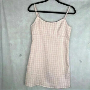 BRANDY MELVILLE Womens Colleen Pink White Plaid Mini Dress Party Picnic